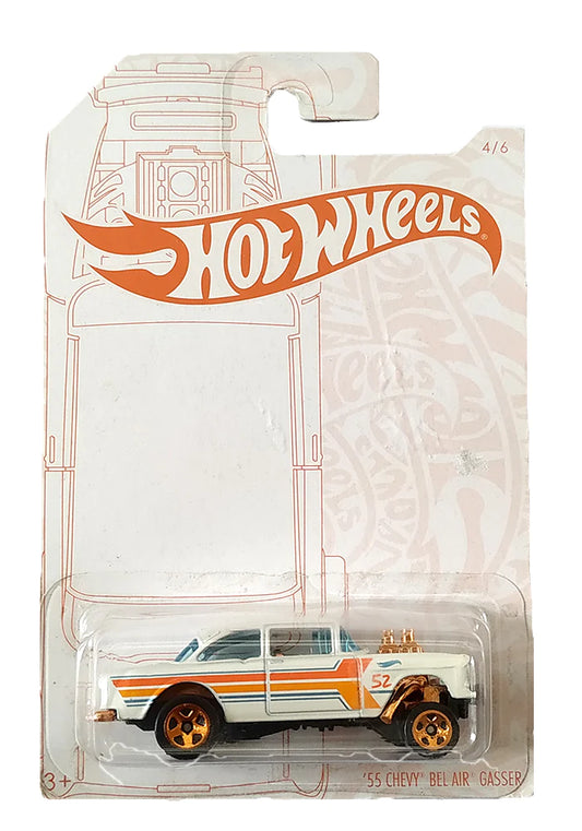 PRE OWNED Hot Wheels '55 Chevy Bel Air Gasser - White / Orange - 2019 Card