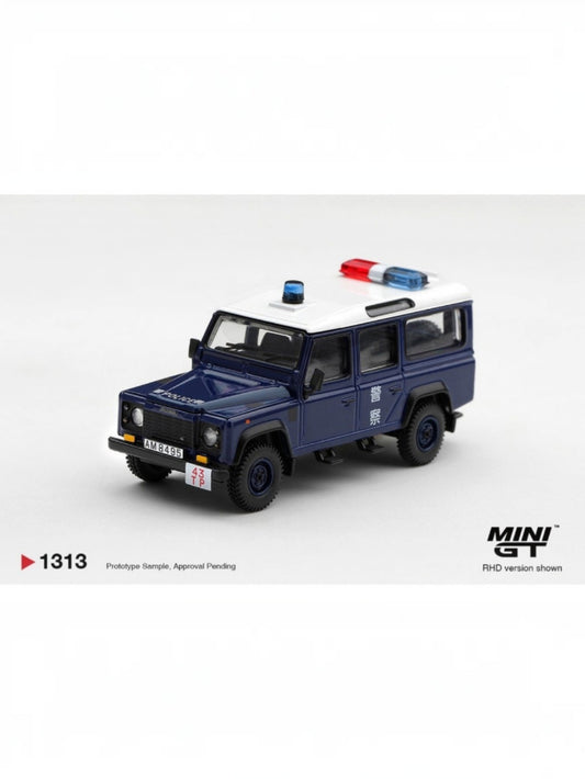 PRE-ORDER Mini GT-1313 Land Rover Defender 110 Royal HK Police Tai Po District HK Exclusive 1:64 Scale Blister (ETA-June 2027)