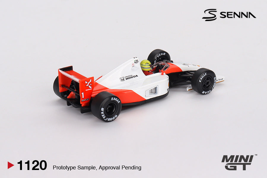 Mini GT-1120 McLaren MP4/6 #1 Ayrton Senna 1991 Japanese Grand Prix 2nd Place 1:64 Scale