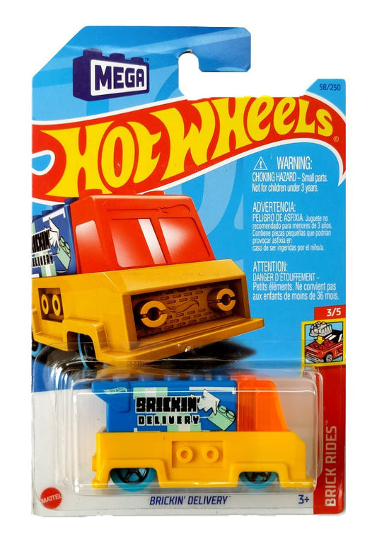 INDIAN CARD Hot Wheels Brickin' Delivery - Yellow & Blue - 2023 Card