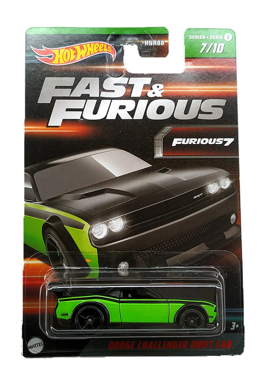 INDIAN CARD Hot Wheels Fast & Furious Dodge Challenger Drift Car - Green - 2023 Card