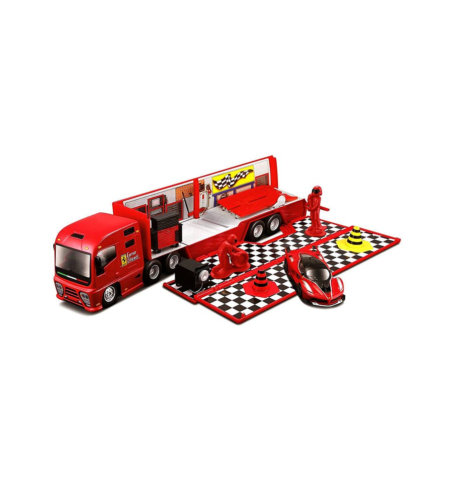 Burago Ferrari Evolution Race & Play Hauler and 2 Cars Set