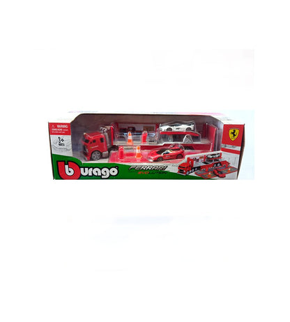 Burago Ferrari Evolution Race & Play Hauler and 2 Cars Set