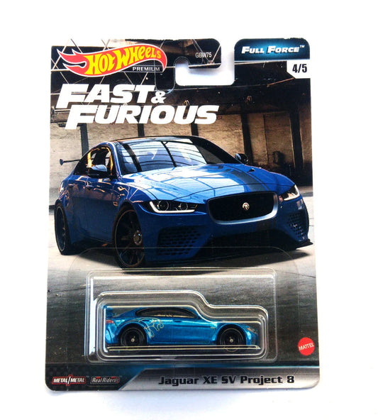 Hot Wheels Fast & Furious Full Force Jaguar XE SV Project 8 - Blue - 2020 Card imported premium 1:64 scale