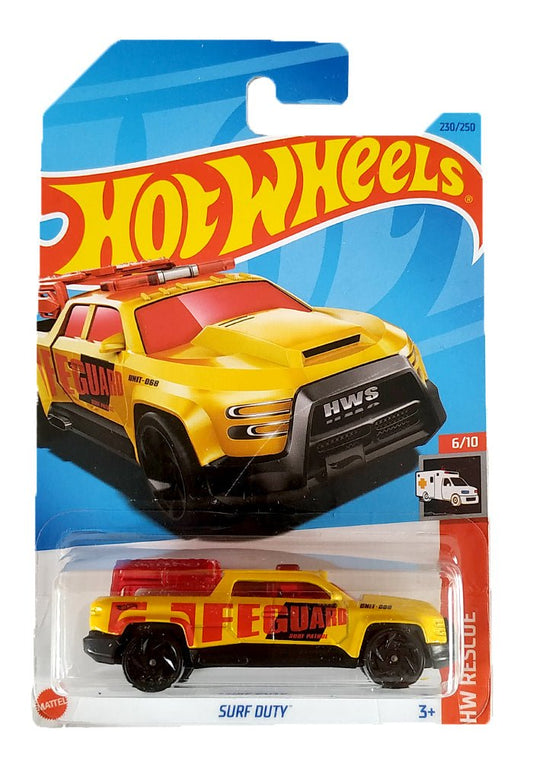 INDIAN CARD Hot Wheels Surf Duty - Yellow / Red - 2023 Card