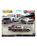 EXCLUSIVES HotWheels Team Transport '72 Plymouth Cuda FC & Retro Rig
