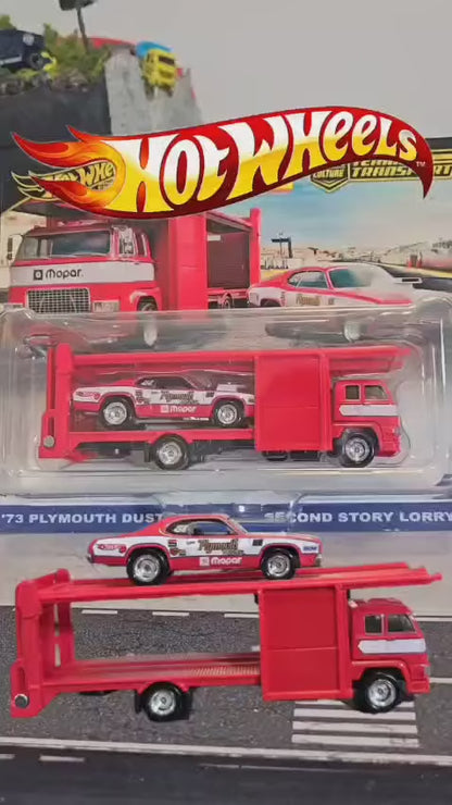 Hotwheels CAR Culture  73 Plymouth Duster Second Story Lorry Imported team transport 1:64 Scale
