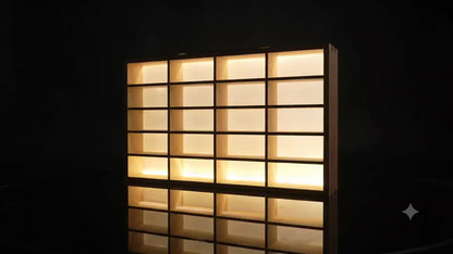 20 Compartment Die-Cast Car Display Cabinet with LED Lighting | Acrylic Cover & Without Acrylic Cover Variants | Wooden Storage case (car not including)