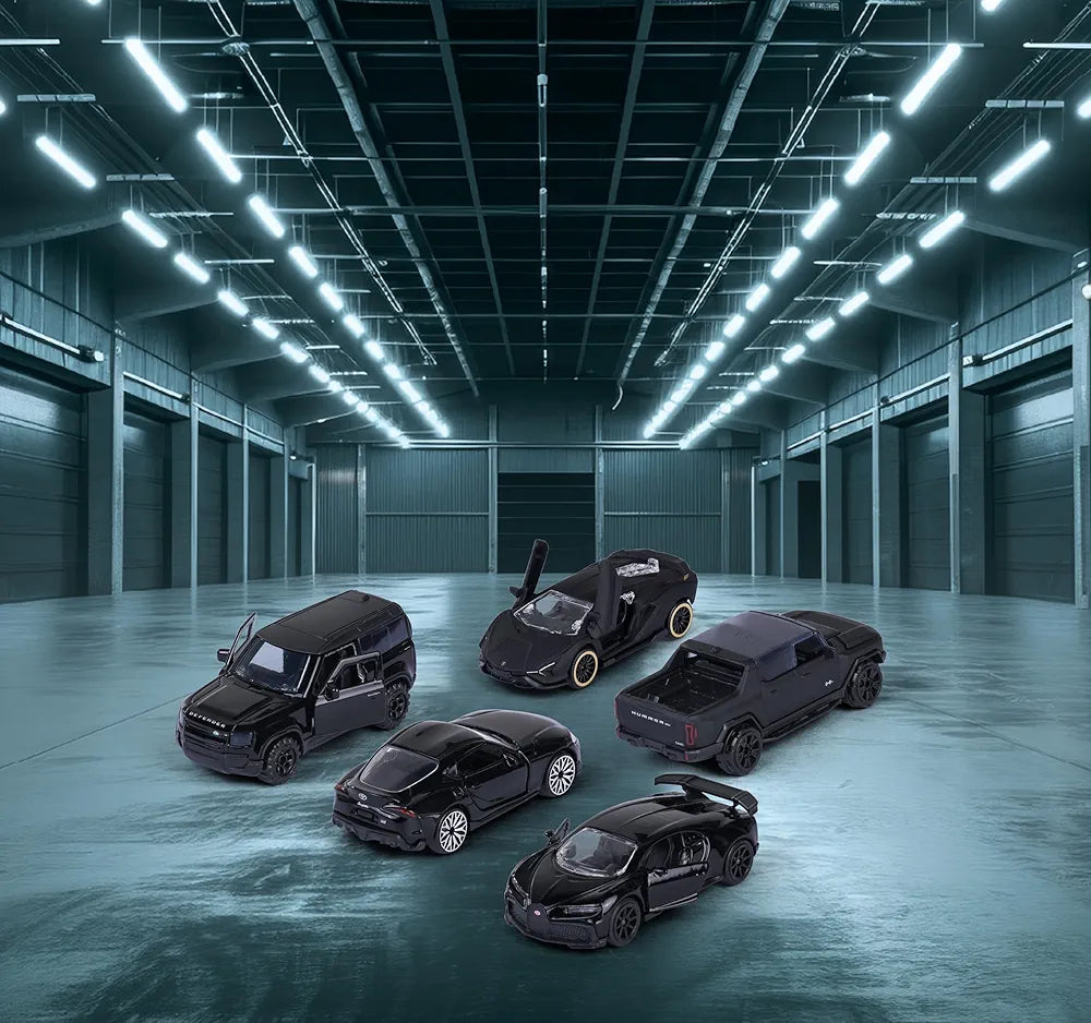 Majorette Car Set Black Edition (5 Cars) - 5 Black Model Cars Made of Metal with Freewheel, Suspension & Opening Part 1:64 Scale 8502005000