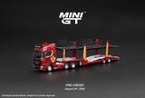 Mini GT PRE-ORDER ( Dec End-2026 ) SCANIA 770S A6X4NA CAR TRANSPORTER V8 50TH ANNIVERSARY WITH CAR TRANSPORTER RED 1:64
