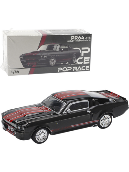 POP RACE Shelby Mustang GT500 Black 1:64 Die-Cast Car Model | PR64-218