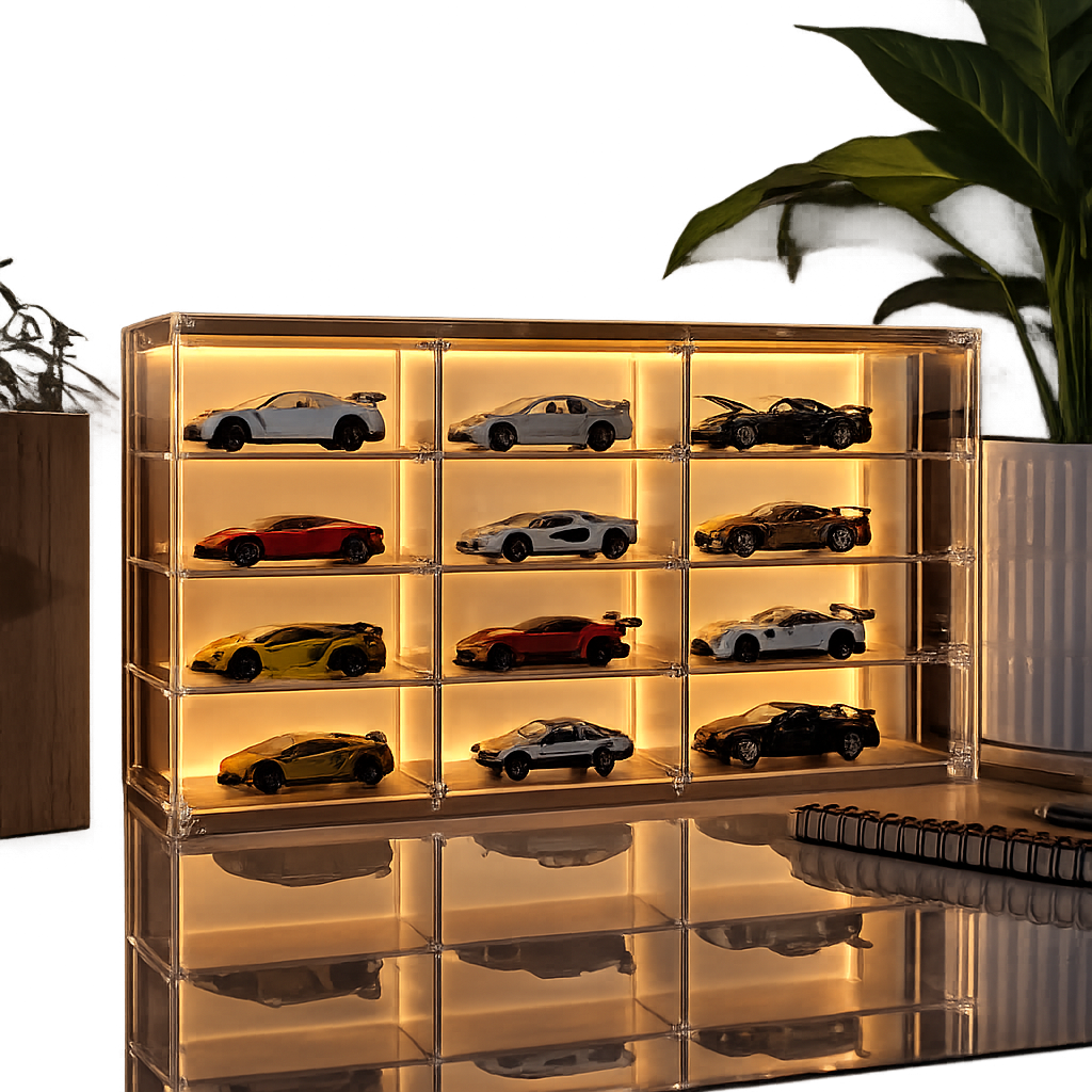 Wooden 12 Compartment Storage Case  (Light And Acrylic Site) Available