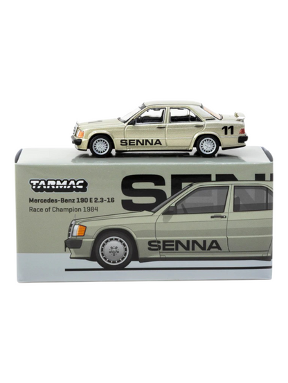 Tarmac Works Mercedes-Benz 190E 2.3-16 Senna Edition-Race of Champions 1984 Model Car 1:64 Scale
