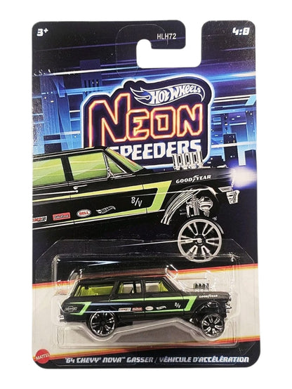 HotWheels Neon Speeders Set of 10 Mini Cars In Box Imported 1:64 Scale ( HLH72-955F )