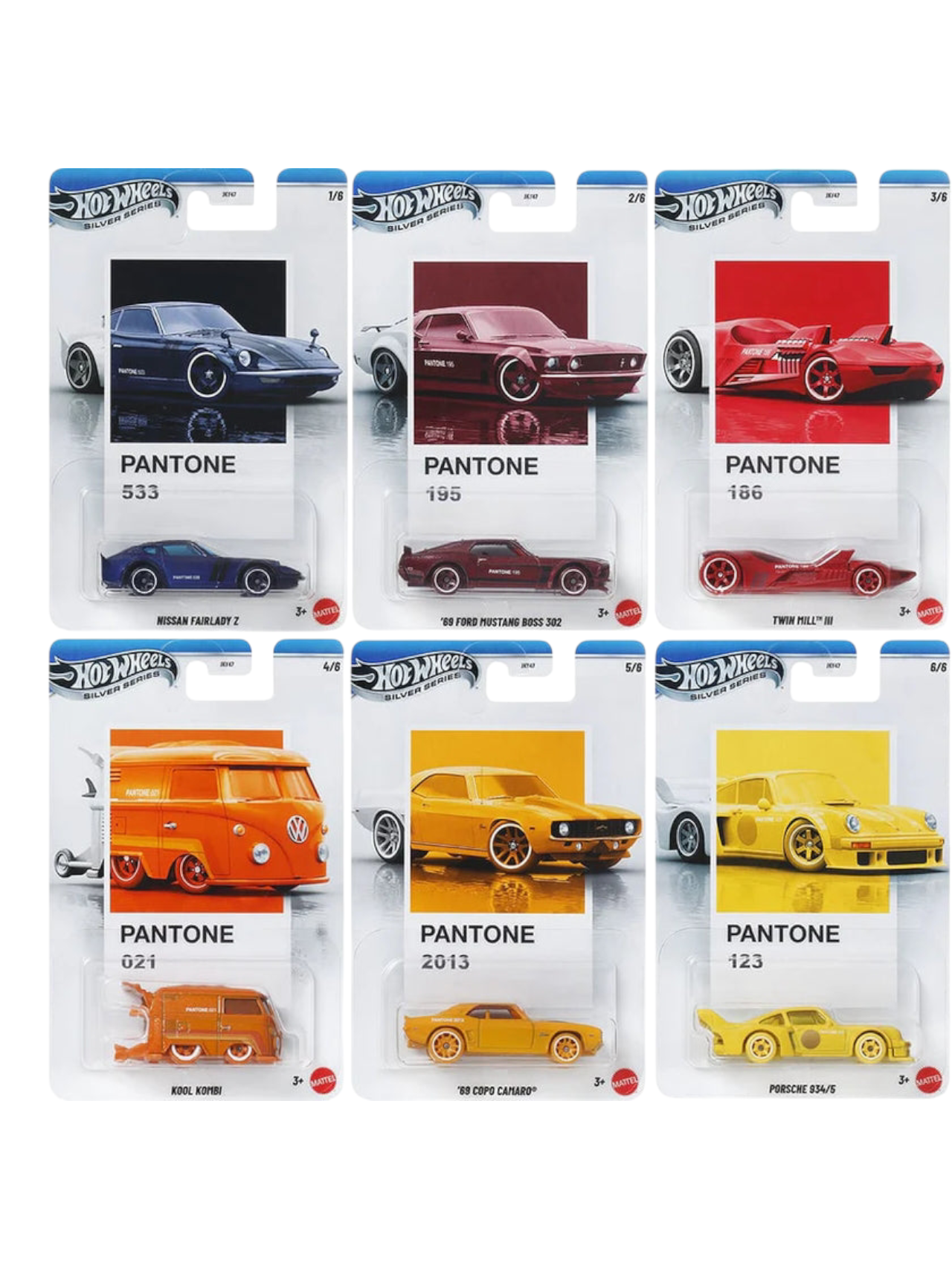 HotWheels Pantone Silver Series car 1:64 Scale Set of 10 JKY47
