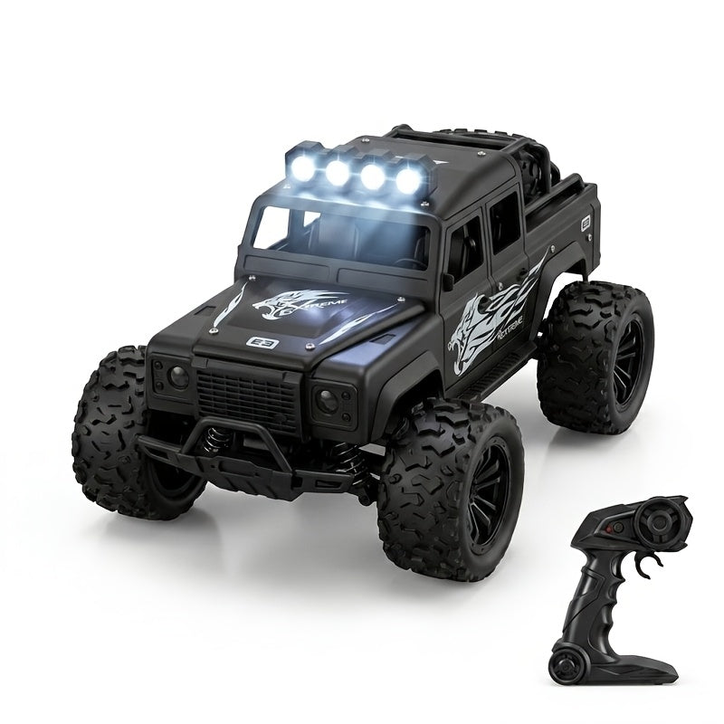 ToyBoi High Speed Remote Control Car 20km/hr Electric Off Road RC Truck with LED Headlights Rechargeable Toy Scale 1/16 Colour Black | Model: TB-RC10