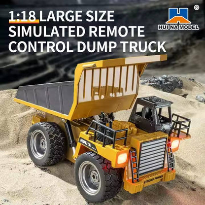 Huina Toys 1533 Remote Control Dump Truck 9 Channel Including Rechargeable battery 360°Direction 2.4Ghz Frequency 1:18 Scale