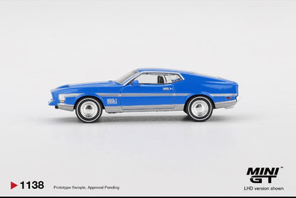 Mini GT Ford Mustang Mach 1 Grabber Blue (No.1138) 1:64 Scale