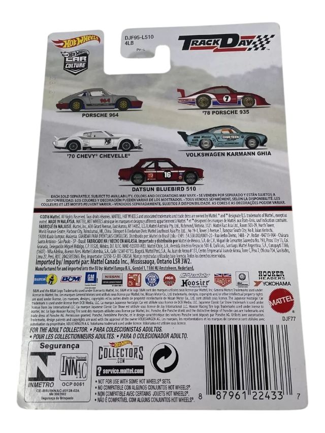 HotWheels Car Culture Track Day '70 Chevy Chevelle Imported Card Art Mainline (blister little crack car mint condition)1:64 Scale