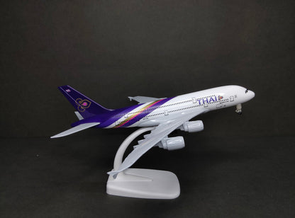 Aircraft 'Thai Airways Airbus A380-800 HS-TUC Diecast Airplane (No.302) 20cm' Scale Display Stand With Landing Wheels