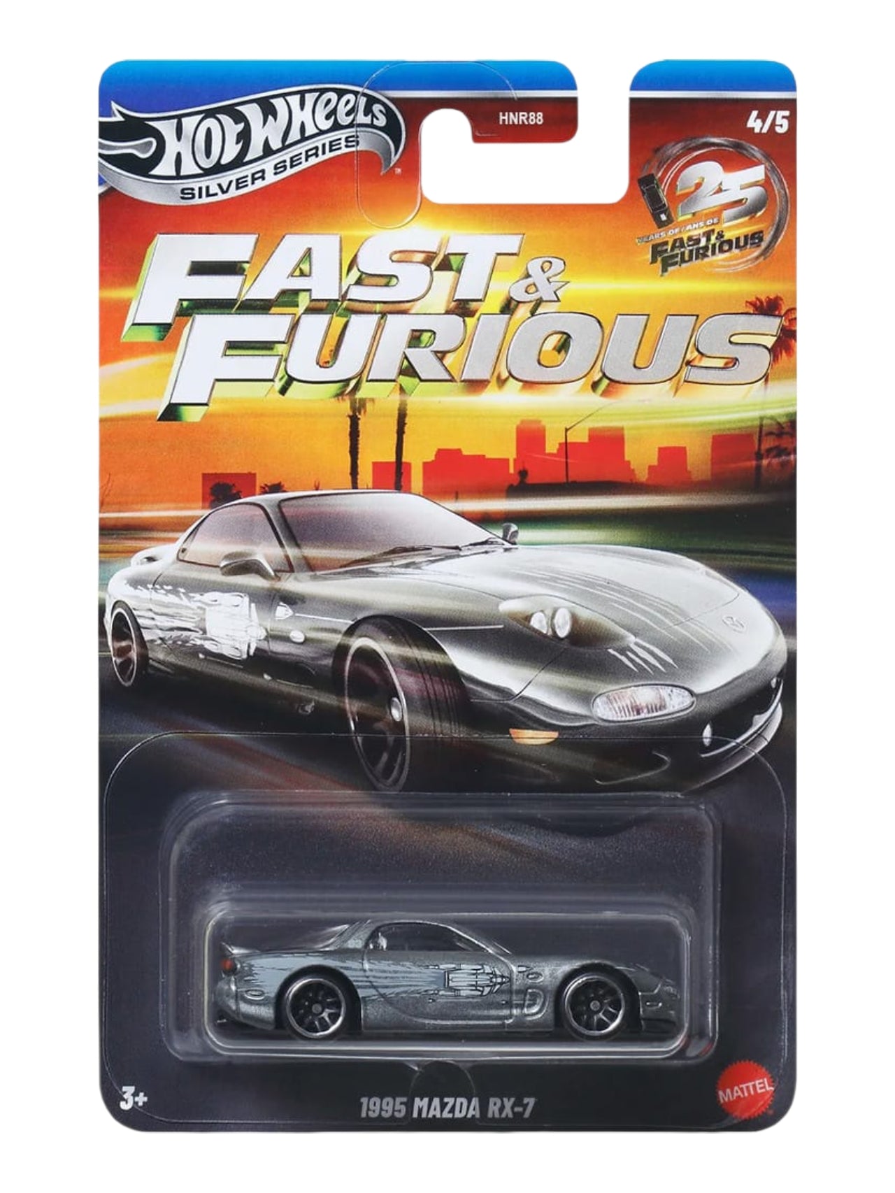 HotWheels Silver Series Fast And Furious 1993 Honda Civic Coupe Ex Ej 1 / 1970 Dodge Charger R/T / 1995 Mitsubishi Eclipse / 1995 Mazda Rx-7 / Toyota Supra Set Of 5 / Set Of 10 1:64 Scale