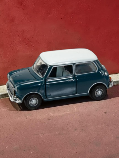 TINY PANTONE Mini Cooper Diecast Model Car – Classic Teal Blue Mini | Vintage Collectible Toy with Display Box 1:50 Scale