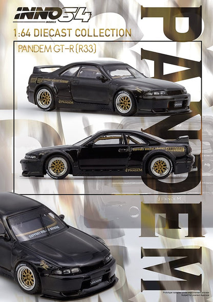 INNO64 GT-R (BCNR33) Pandem/Rocket Bunny 1:64 Scale Metal Diecast IN64-R33P-BLA