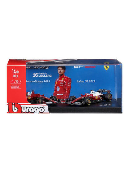 Bburago (18-56807L) Formula 1 Racing SF-25 No.16 Charles Leclerc Seasonal Livery 2025 / Italian Gp 2025 Ferrari SF-25 Diecast Model 1:64 Scale
