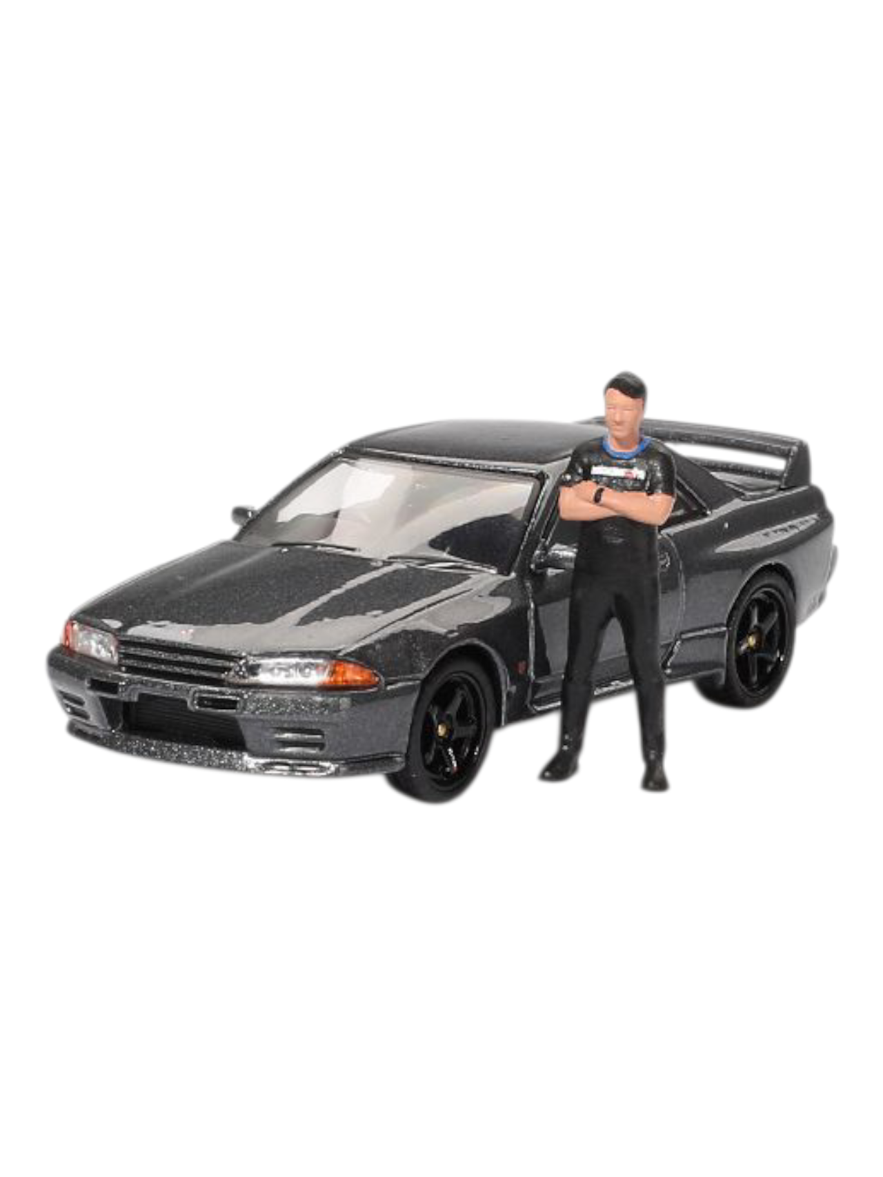 Mini GT Nissan Skyline GT-R (R32) Gunmetal W/ Matsuda Figure Code-869 1:64 Scale
