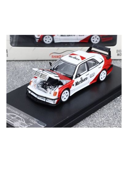 Rhino Model Mercedes W201 190E Marlboro Livery Premium Diecast 1:64 Scale (With Acrylic Case)
