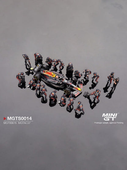 Mini GT #0014: Oracle Red Bull Racing RB19 #1 Max Verstappen 2023 F1 2023 Japanese Grand Prix Pit Crew Set 1:64 Scale