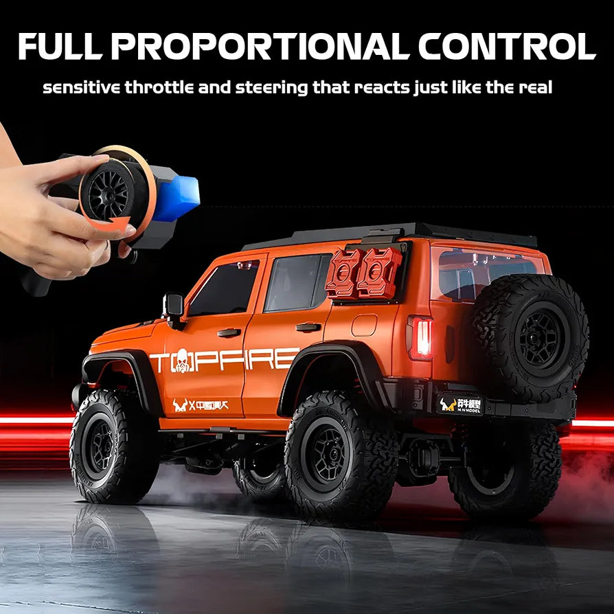 No.MN-300 RC 1:12 Scale 4WD RTR RC Rock Crawler – Off-Road Hobby Grade Truck Realistic LED Lighting System Battery: 7.4V Rechargeable Lithium Battery Remote Control Truck