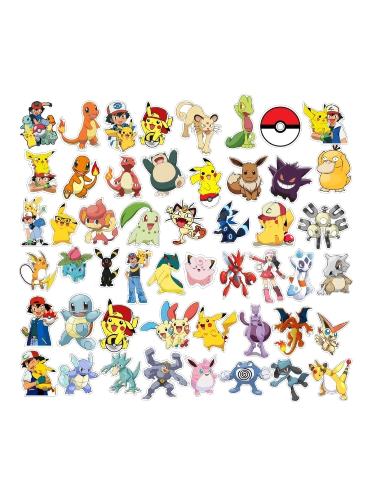 Pokémon Cartoon Sticker Pack for Phone, Laptop & Notebook | Self-Adhesive Vinyl Stickers | Pack of 50