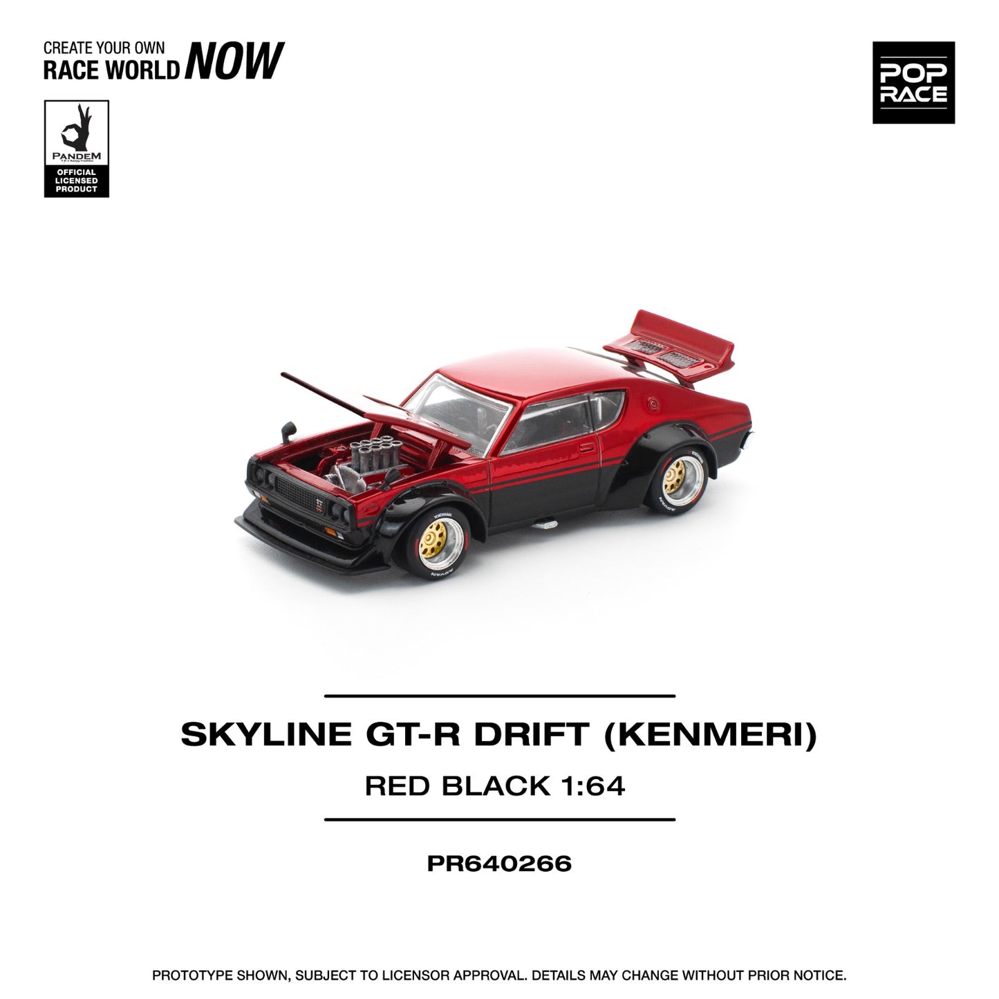 ( PR640266 )POP Race KPGC110 KENMERI REDBLACK Diecast Model 1:64 Scale