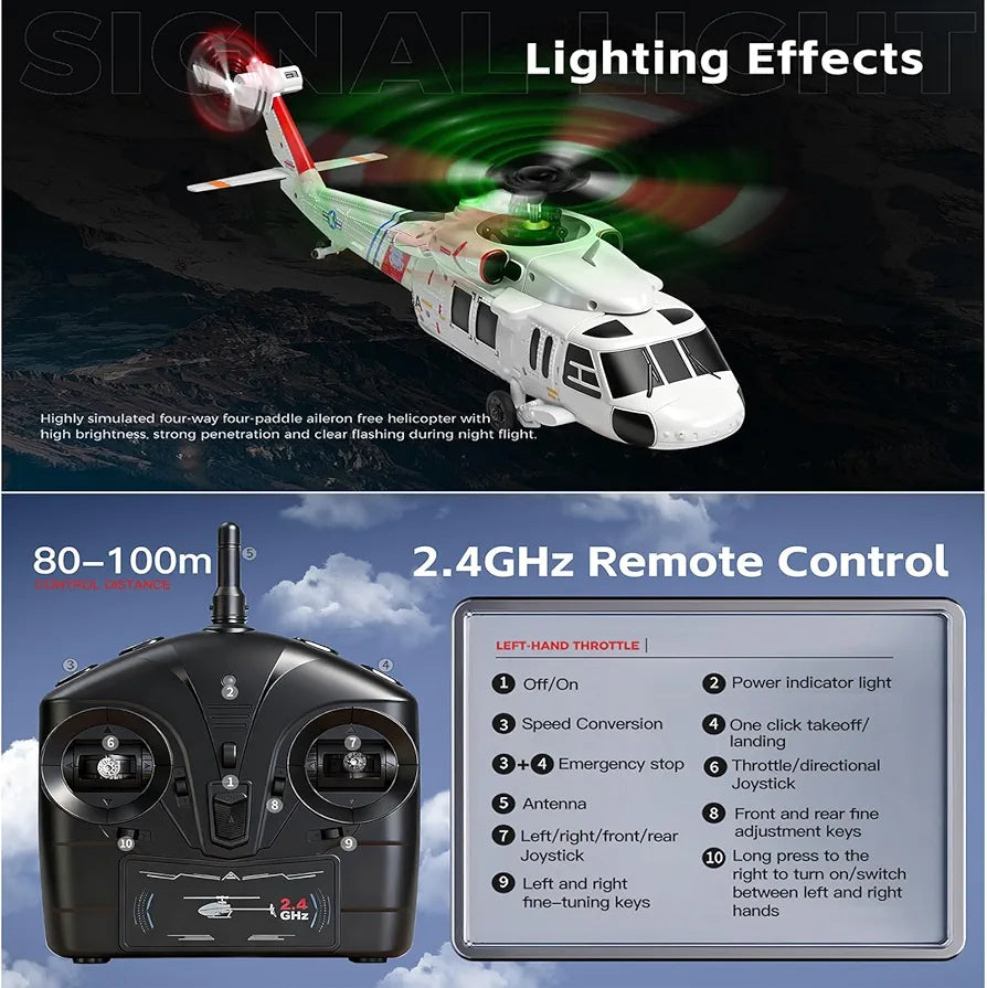 Aircraft UH-60L Black Hawk K270 Rescue Helicopter ( RC ) 2.4GHz remote control automatic height stabilization Rechargeable Battery USB Charging Cable 1:32 Scale ( K270 )