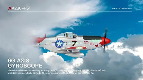 Remote Control Airplane XK A280 P-51 3D/6G 2.4G 4CH Brushless 560mm Wingspan EPP Fixed Wing RC Aircraft Model with 6-Axis Gyro and LED Searchlight (RTF)
