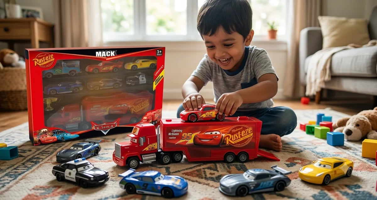Disney Pixar Mack Die-Cast Racing Car Toy Set with Multiple Cars & Truck, Catapult Function – Kids Toy Gift Set (Unlicensed Product)