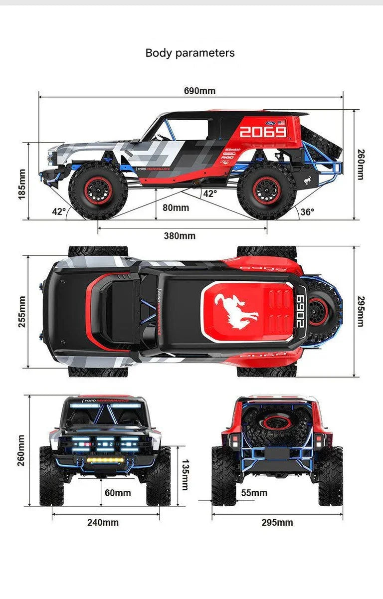 MJX H8p Ford Motor Company Bronco R Licensed 4WD RC Rock Crawler – Brushless Motor, 80A ESC, High-Speed Off-Road Remote Control Vehicle Imported 1:8 Scale