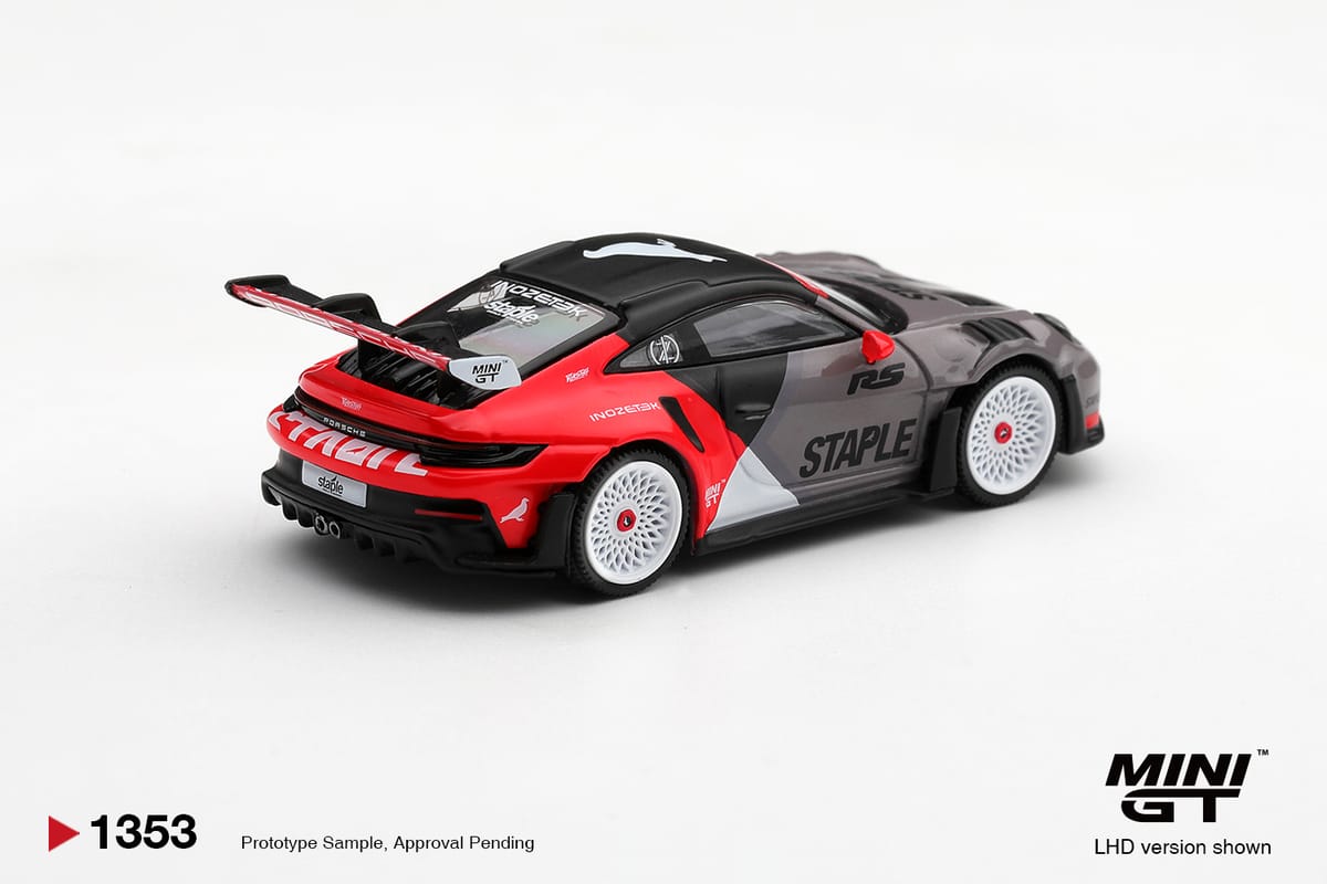 PRE-ORDER Mini GT. 1353 PORSCHE 911 GT3 RS STAPLE X INOZETEK Diecast Model 1:64 Scale Box / Blister (ETA- May 2027)