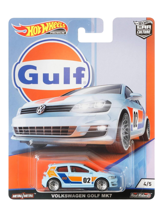 HotWheels Car Culture Gulf Volkswagen Golf MK7 Imported Premium 1:64 Scale