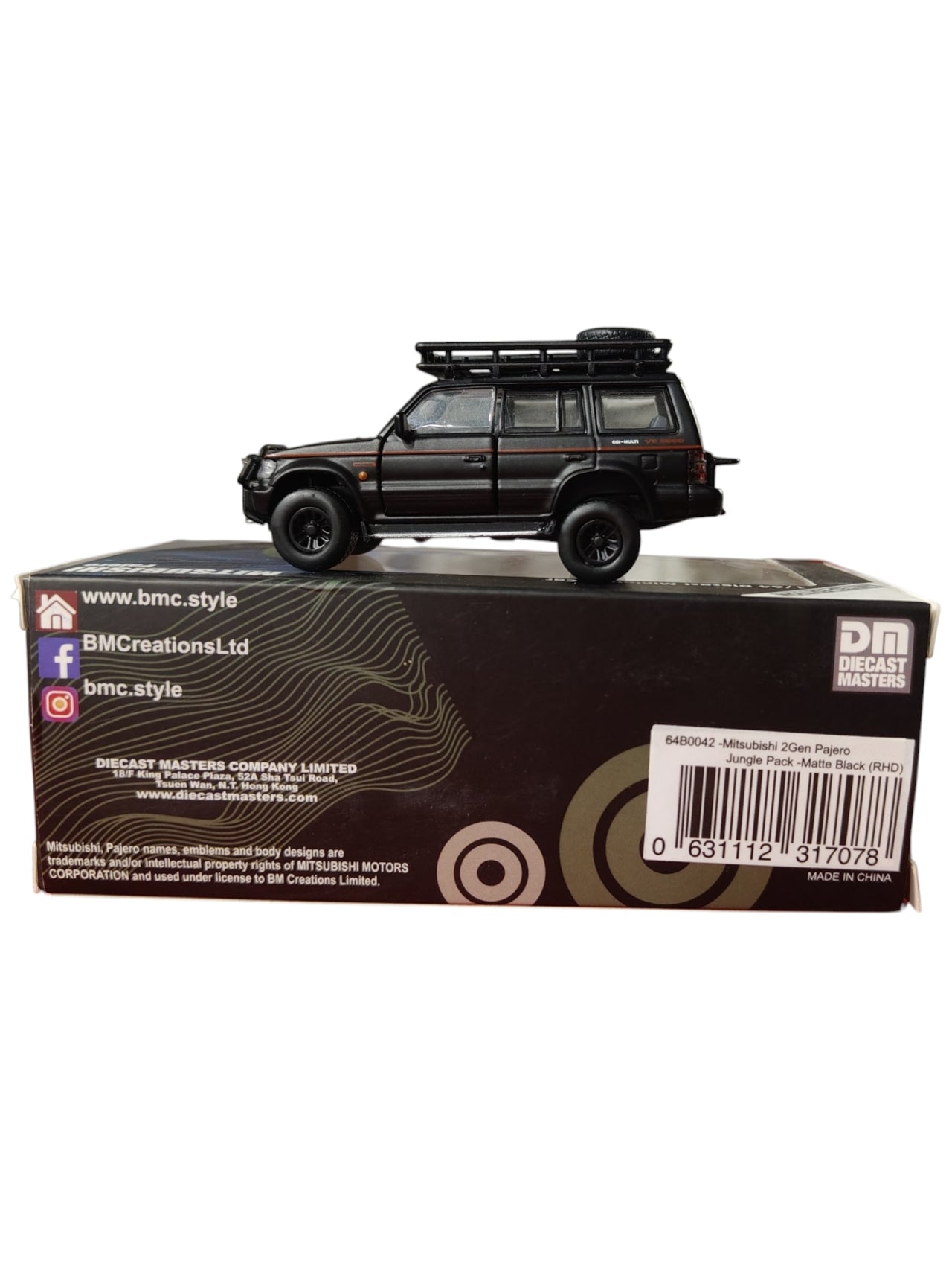 BM Creations Junior Mitsubishi Pajero (Black) 1/64 Scale Diecast Miniature Car