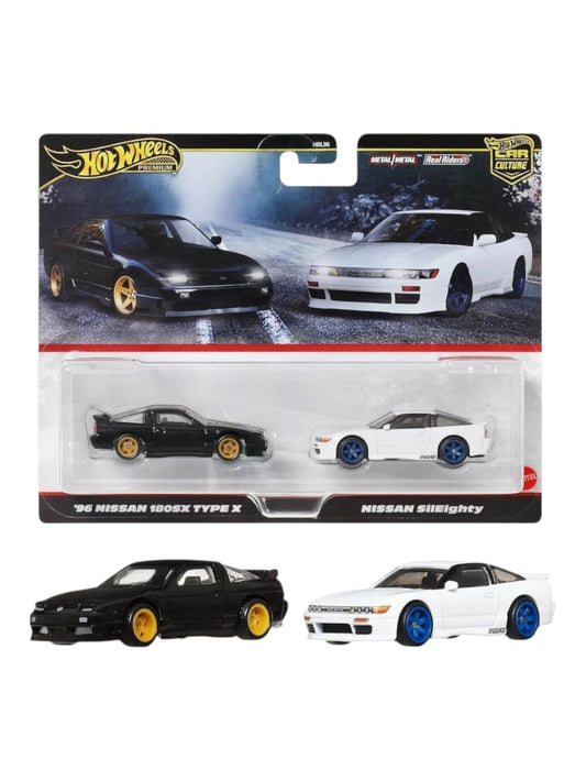 Hotwheels' 96 nissan 180sx type x & nissan slightly imported Team Transport multipack 1:64 Scale