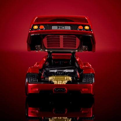 HotWheels RLC Ferrari F40 Sports Car With Diteling Diecast Model 1:64 Scale Color -Red Line Club Opening Rear Clamshell With Engine Detail And Front Bonnet Premium Car