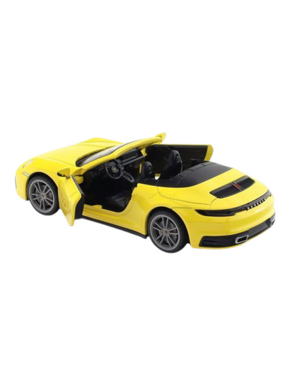 CCA Porsche 911 Carrera Cabriolet Yellow 1:32 licensed pullback diecast Scale Model car