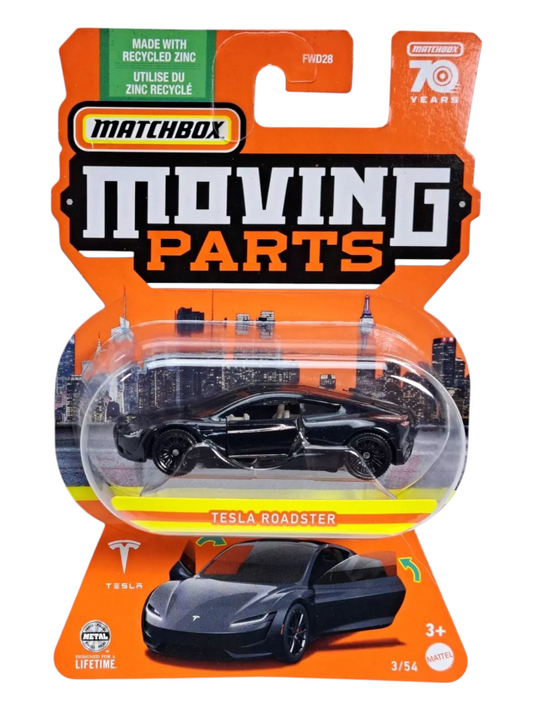 Matchbox Moving Parts Tesla Roadster 1:64 Scale