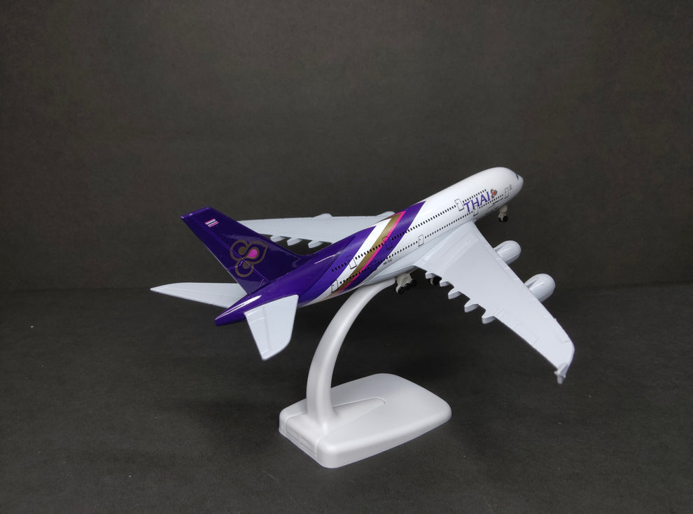 Aircraft 'Thai Airways Airbus A380-800 HS-TUC Diecast Airplane (No.302) 20cm' Scale Display Stand With Landing Wheels