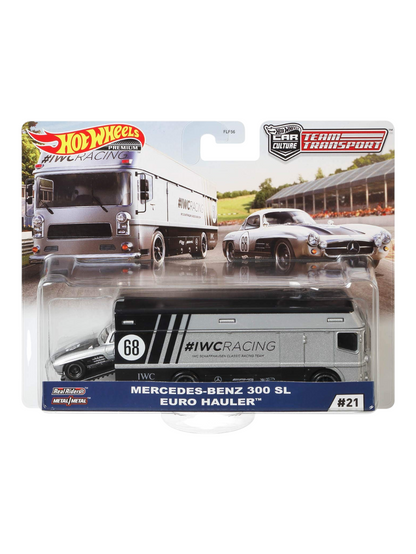 Hotwheels car Culture Mercedes Benz 300 sl euro hauler imported team transport 1:64 Scale