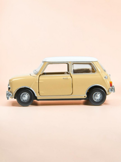 TINY PANTONE Mini Cooper Diecast Model Car – Classic Cream Beige Mini | Vintage Collectible Toy with Display Box 1:50 Scale
