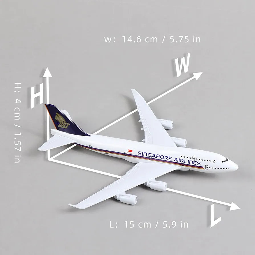 Aircraft Model Singapore Metal Airplane Model Kit Boeing 747 Diecast Aircraft Model 16cm (Code 131)
