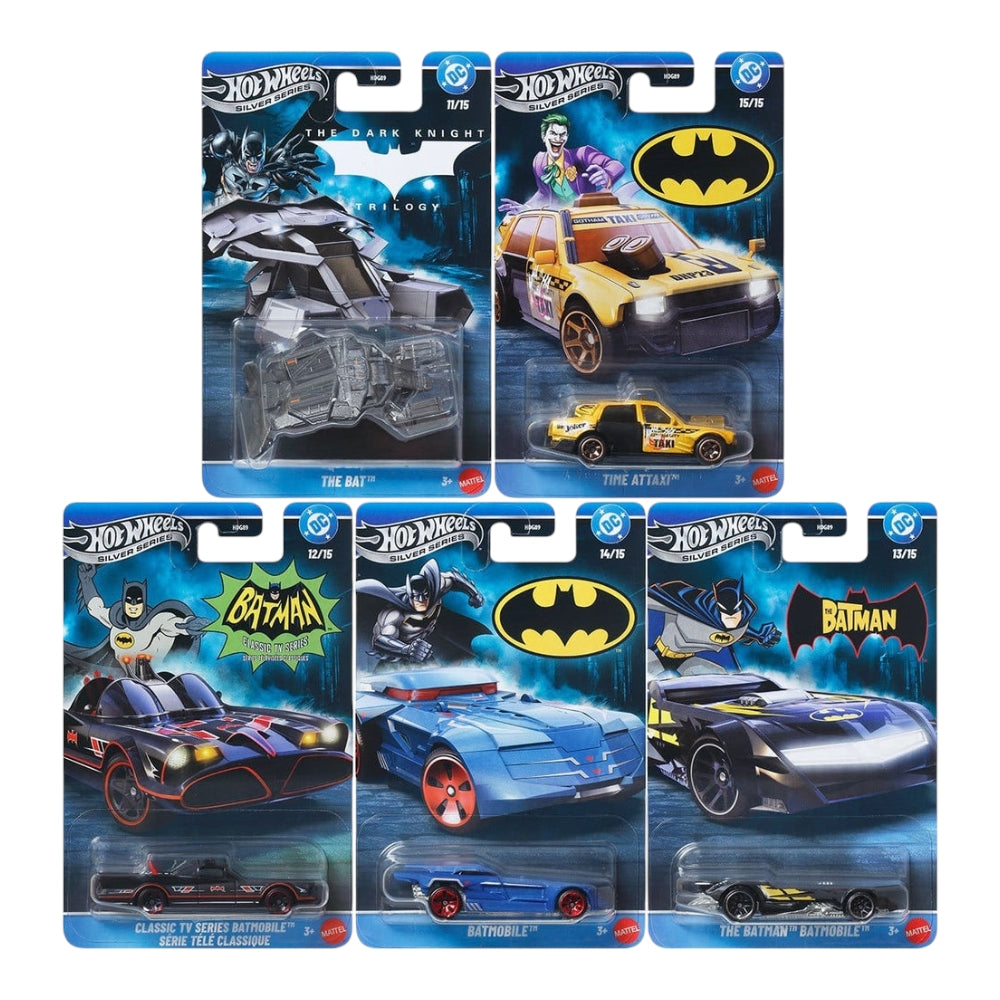 Hotwheels silver series dc Batman set of 5 1:64 Scale